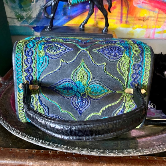RARE Gorgeous 1950’s Embroidery Box Purse Luxury Handbag Fashion Statement Bag - Picture 4 of 9